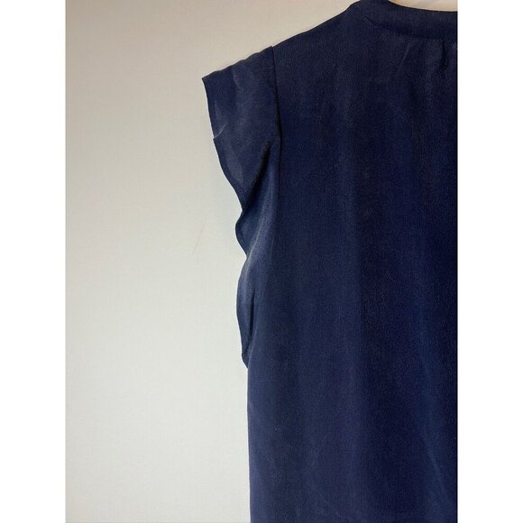 Joie Sleeveless 100% Silk Navy Blue Ruffled Blouse XS - Picture 9 of 10